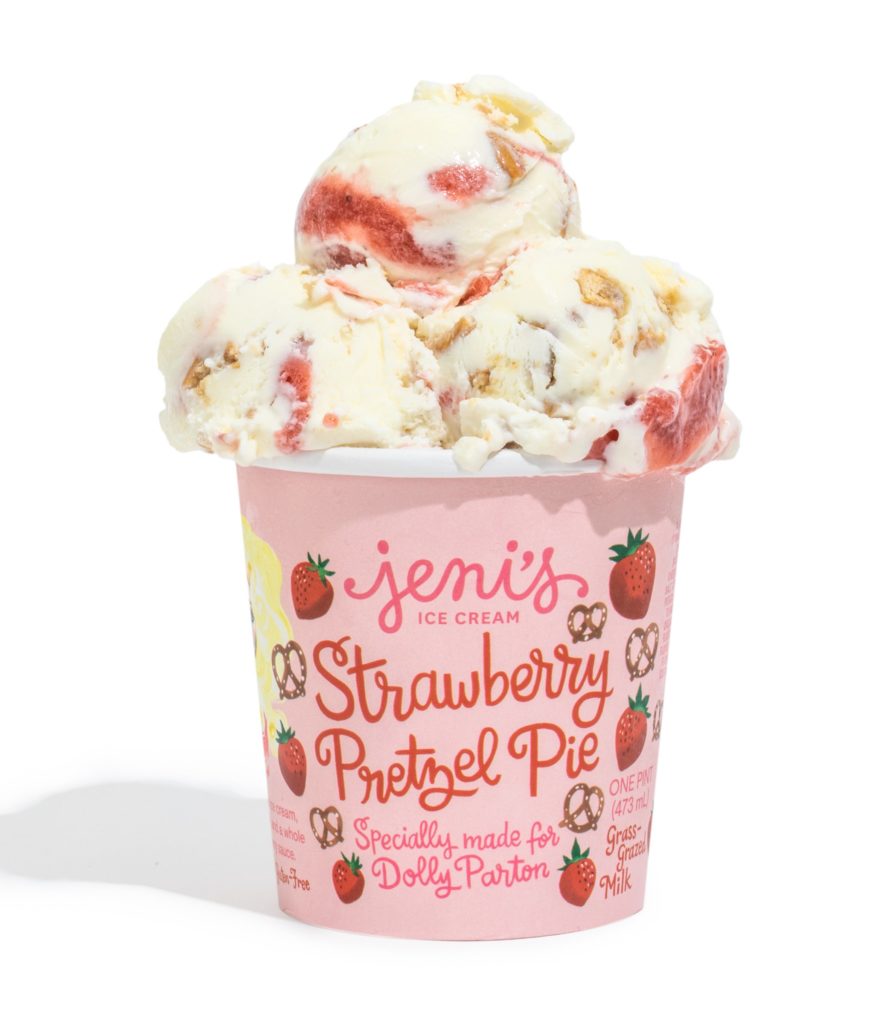 Jeni's Strawberry Pretzel Pie created with Dolly Parton to support an amazing cause. Here's where to get it and when!