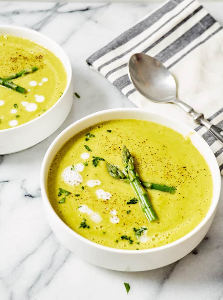 Lighter spring recipes: Asparagus soup at Clean and Delicious 