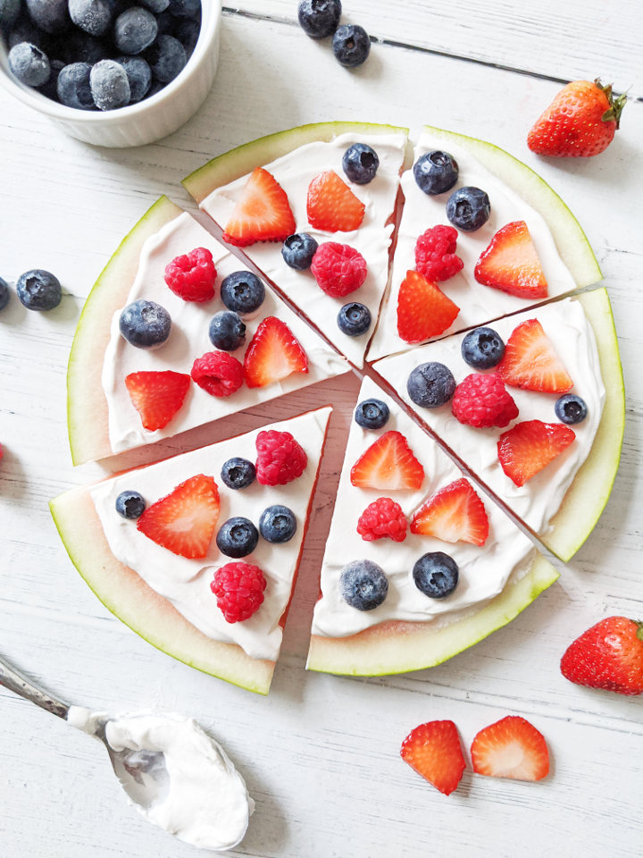 Dessert pizza recipes: Watermelon slice dessert pizza at Health My Lifestyle