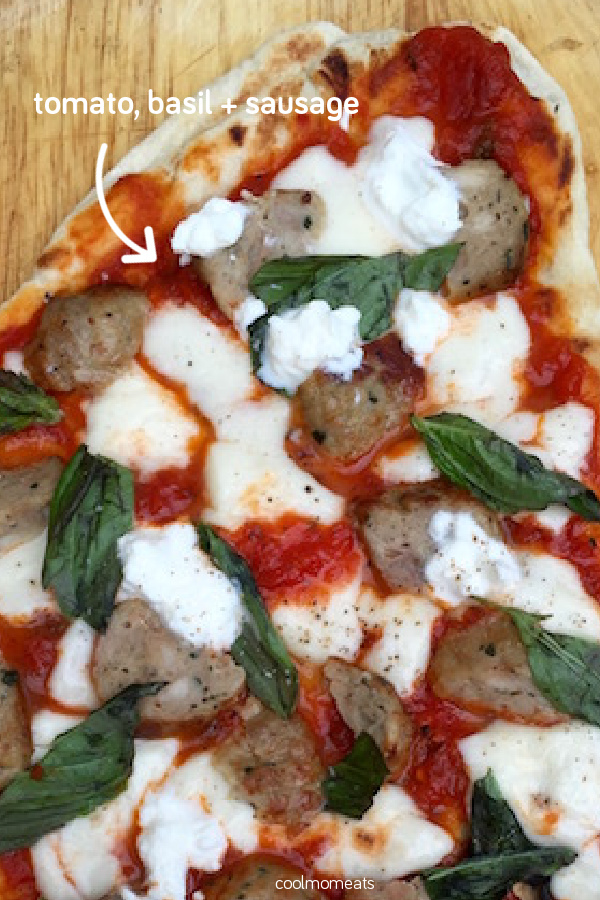 Tomato Basil and Sausage Grilled Pizza: How to DIY on your own grill | Jane Sweeney for Cool Mom Eats