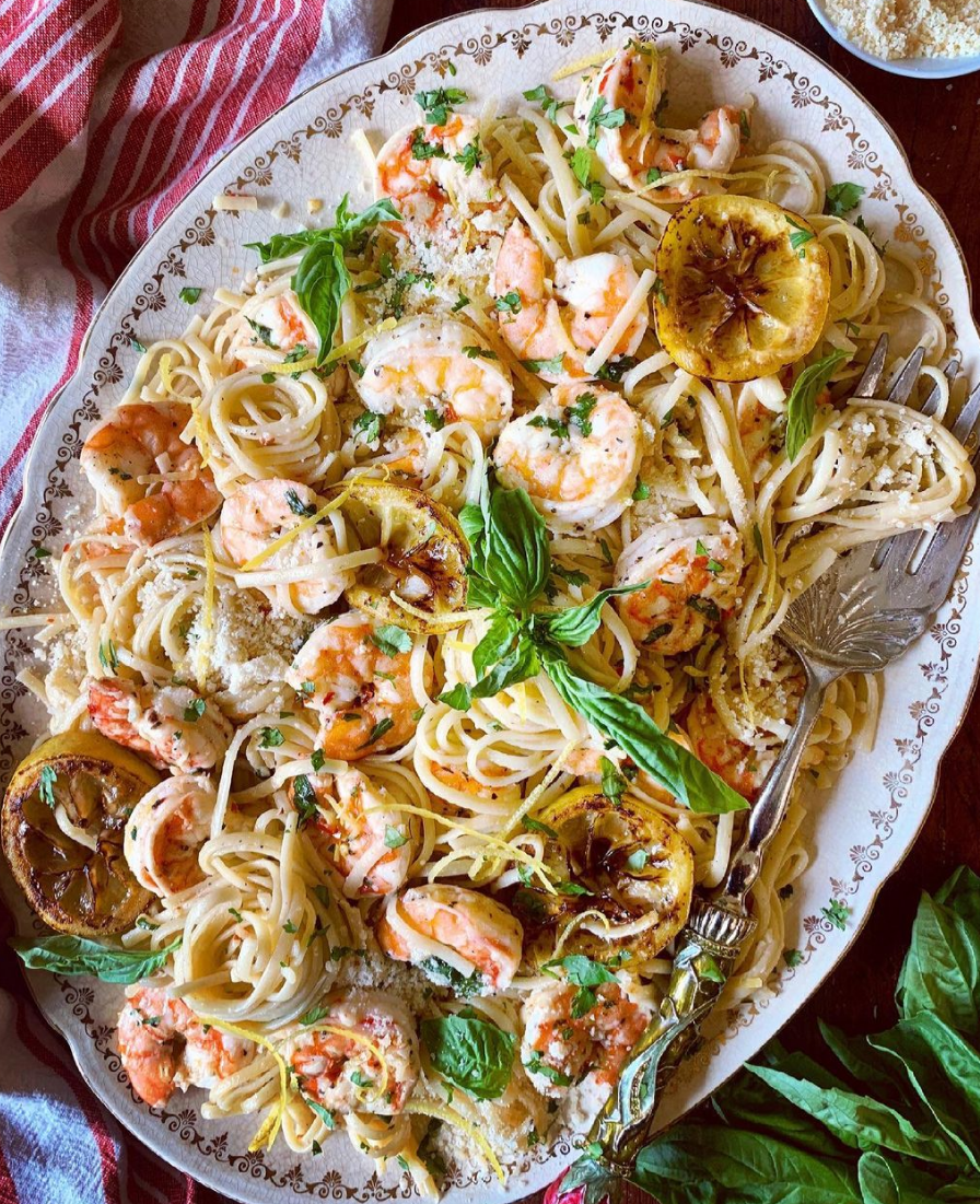 Easy Roasted Shrimp Scampi over Linguini from Diane Morrisey (via Instagram)