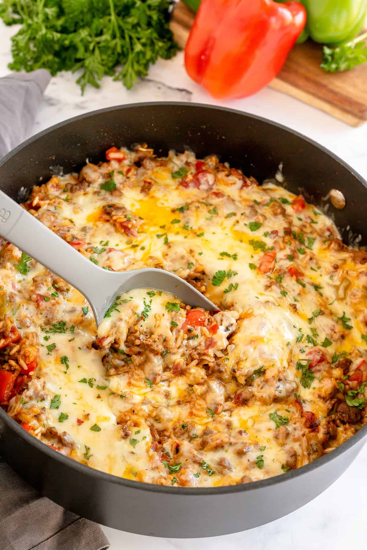 Weekly meal plan ideas #23: A Stuffed Pepper Skillet Bake at From Valerie's Kitchen