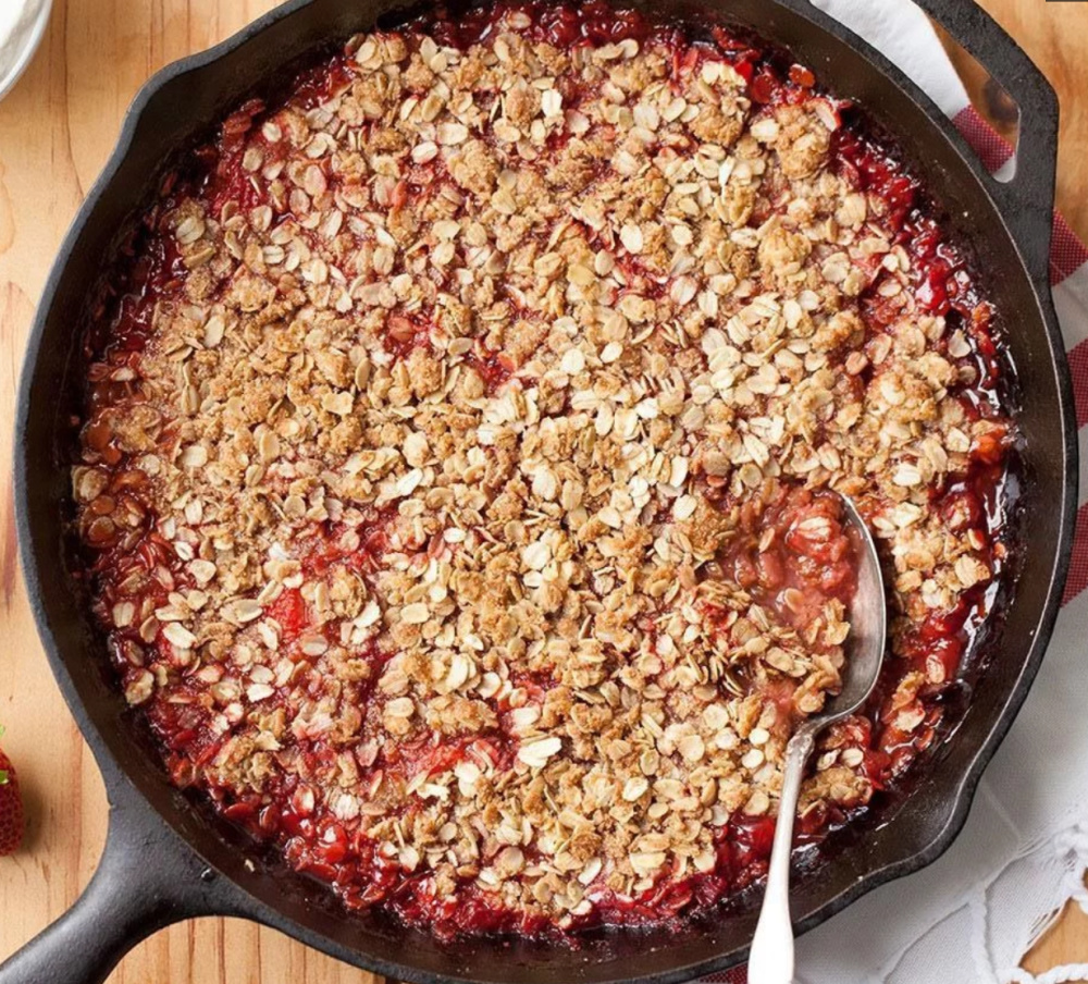 Cast Iron Cooking: Skillet Strawberry Rhubarb Crisp found at Eating Well