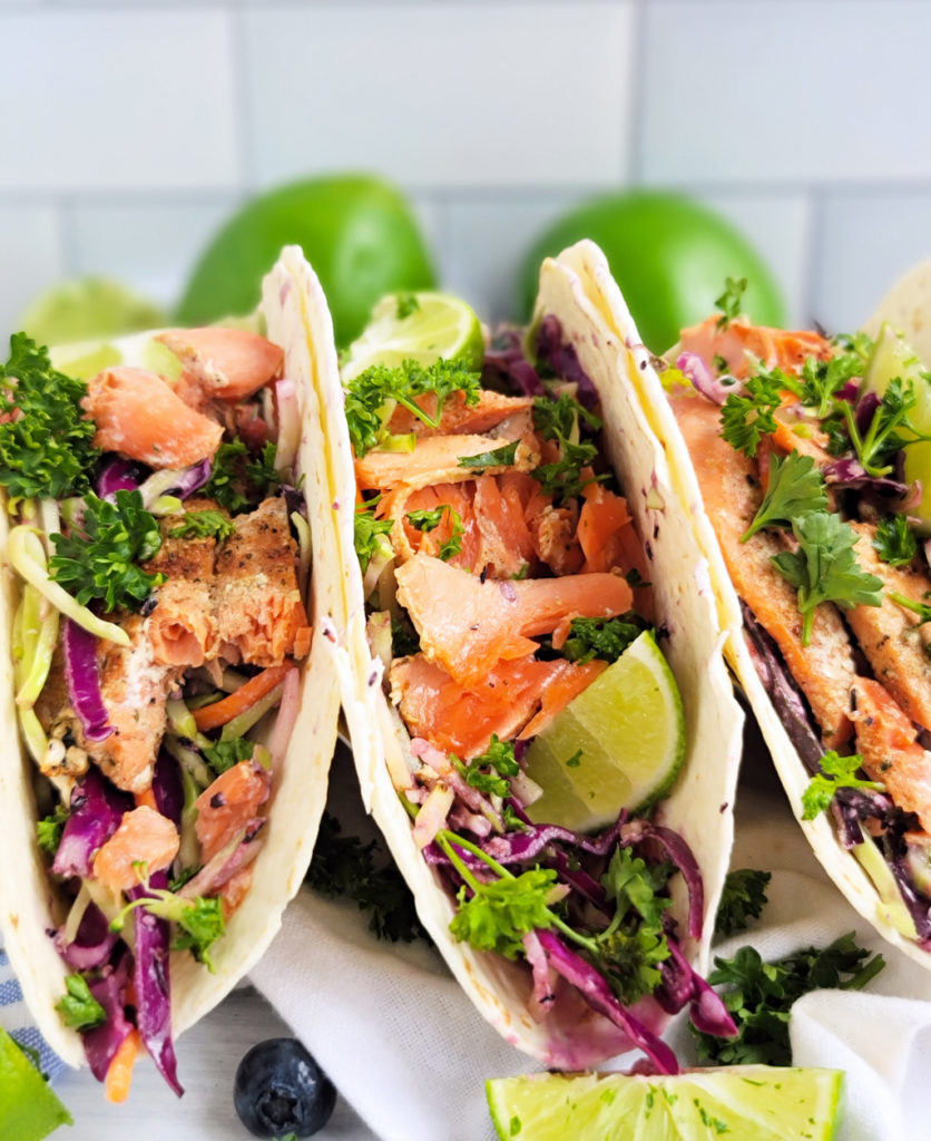 Weekly Meal Plan: Grilled-Salmon-Tacos-with-Blueberry-Coleslaw-from-Beautiful-Eats-and-Things