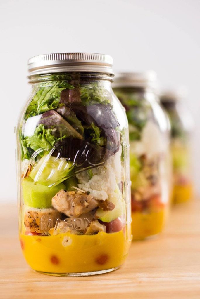 Follow these tips for mason jar salads from A Sweet Pea Chef and you'll have a week of school lunches ready to grab and go!
