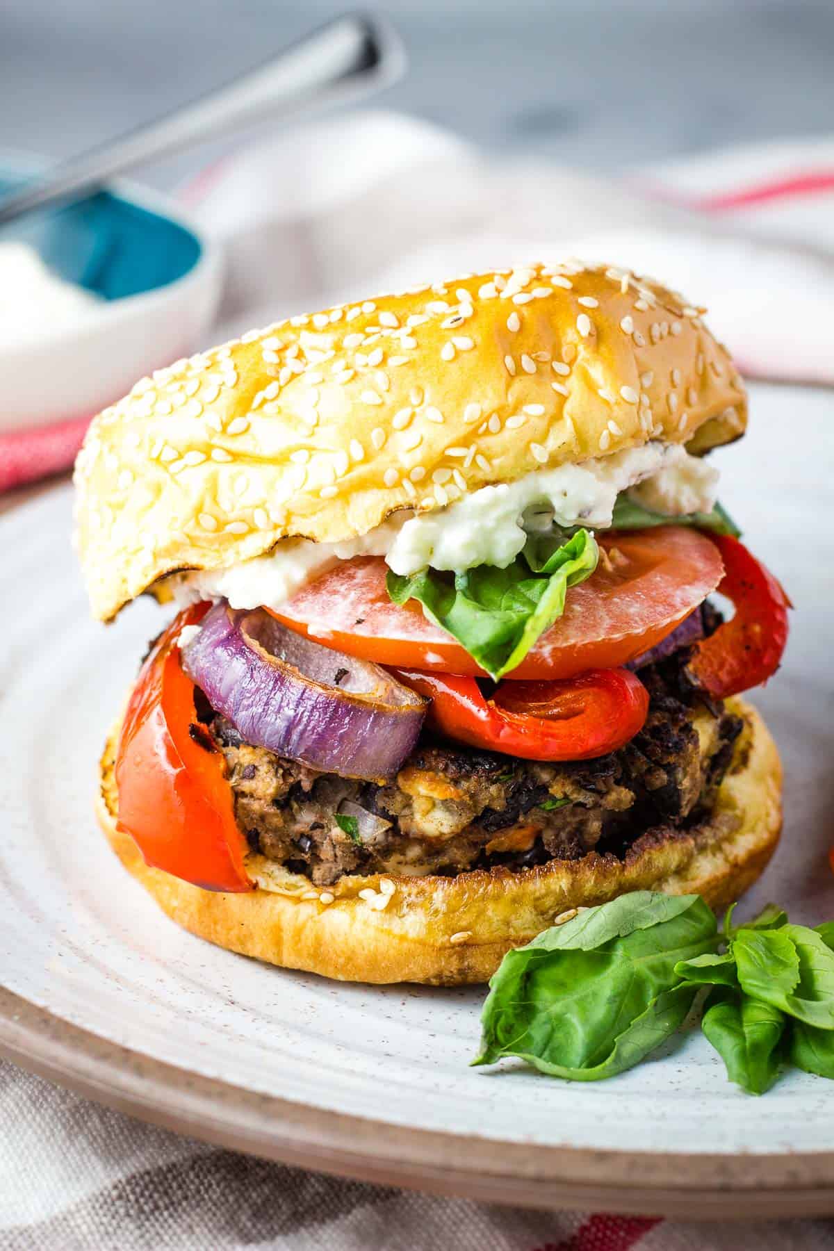 Meal plan ideas using August produce: Spice up your burgers with red peppers with this recipe from Our Happy Mess