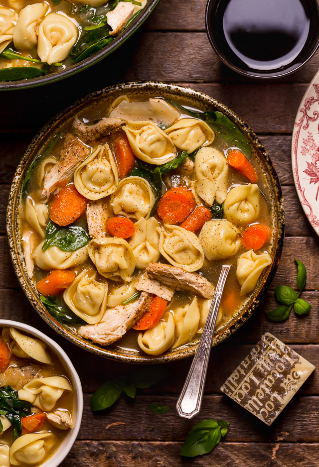 Fall Meal Ideas: Italian Chicken Tortellini Soup from Baker By Nature