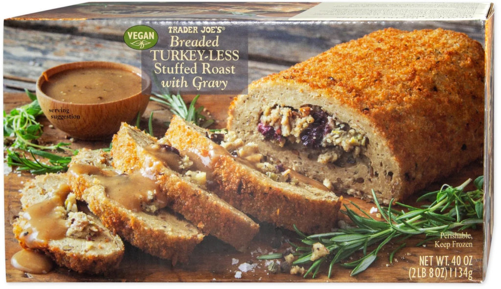Thanksgiving must-have items at Trader Joe's: Breaded TurkeyLess Stuffed Roast with Gravy