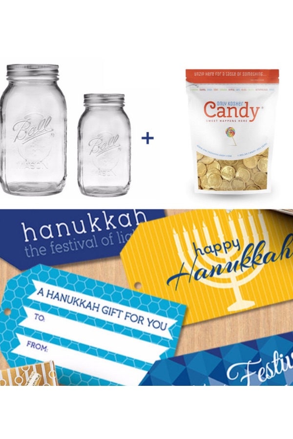 DIY a gift of yummy gelt in a mason jar for Hanukkah