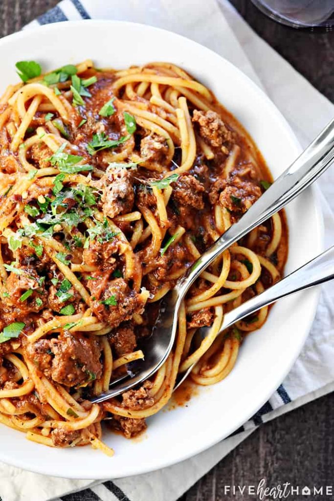 Weekly Meal Plan Ideas 44: One Pot Spaghetti from Five Heart Home