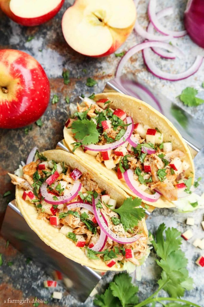Weekly Meal Plan Ideas 43: Autumn-Spiced Cheddar Chicken Tacos with Apples from A Farmgirls Dabbless