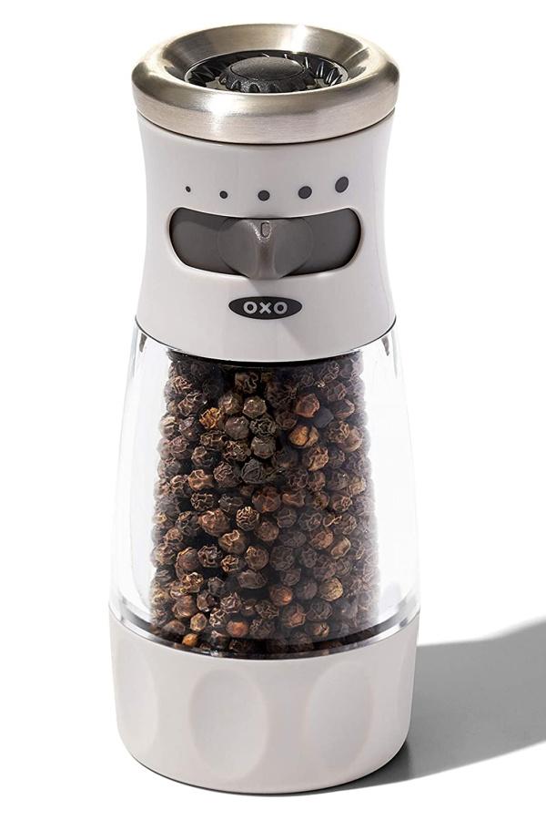 OXO Good Grips Contoured Mess-Free Pepper Grinder is a useful kitchen gift under $25 