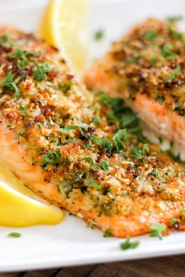 Weekly Meal Plan Ideas #45: Parmesan Herb Crusted Salmon from The Seasoned Skillet