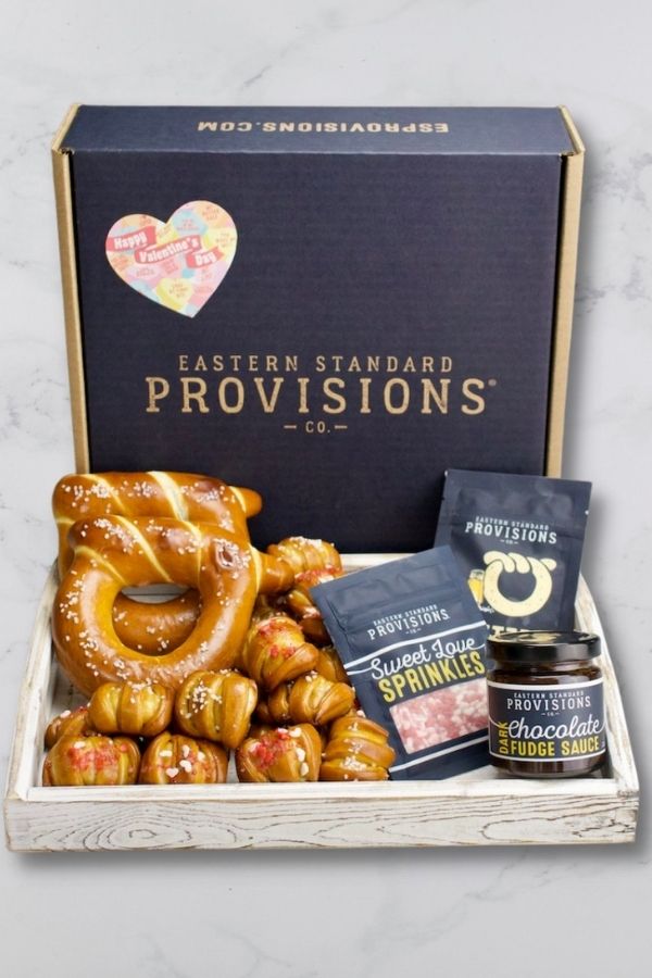 Eastern Standard Provisions pretzel gift box makes a delicious Valentine's Day gift