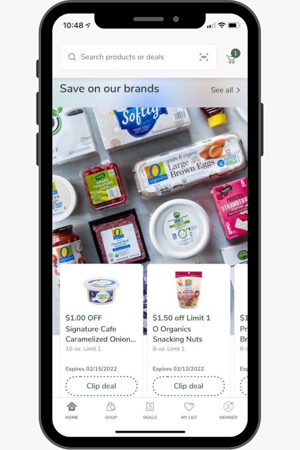 Use the Shaws app to find coupons and save money on groceries