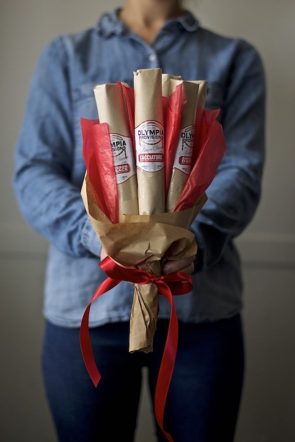 Meat eaters will love this unique bouquet of salami from Portland's Olympia Provisions