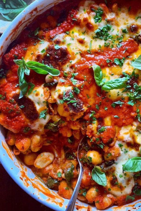 Baked Gnocchi with Spinach White Beans and Sausage from Diane Morrisey