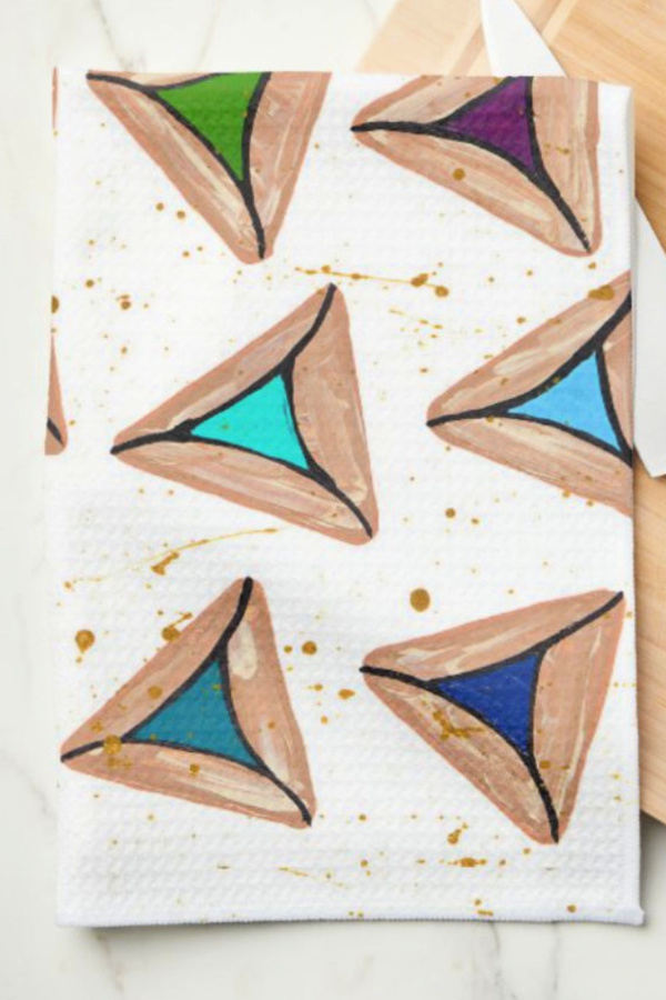 Hamantaschen tea towel for Purim from Arielle Zorger