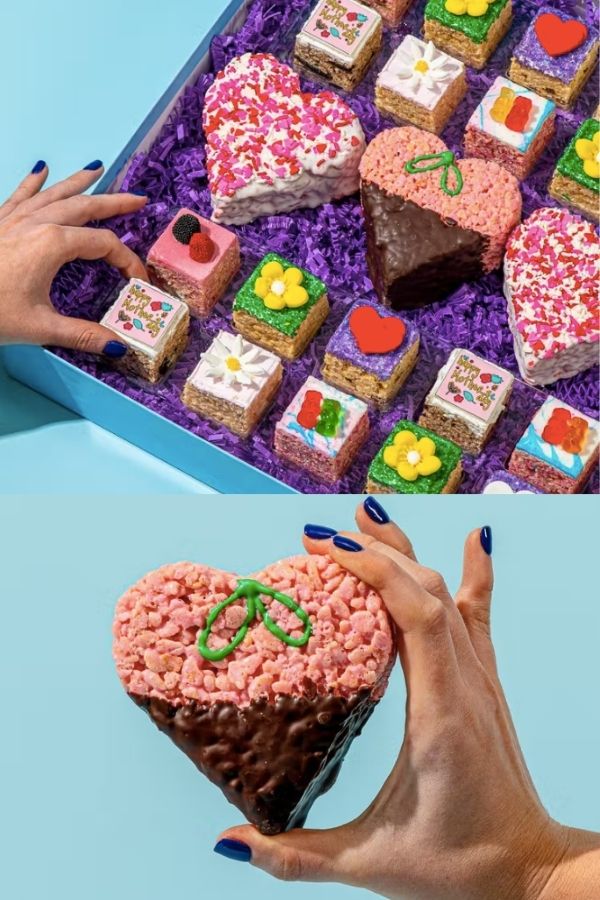 Treat House's gourmet rice krispie treats are found in many flavors in this Mother's Day gift box
