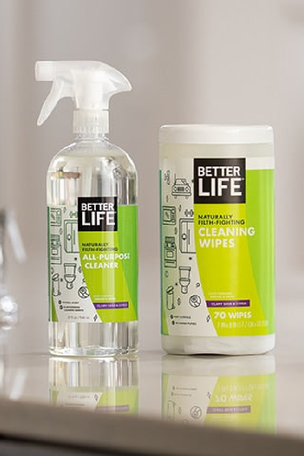 Sustainable kitchen tips:  Safer cleaners like Better Life are a great way to be more eco-friendly in the kitchen