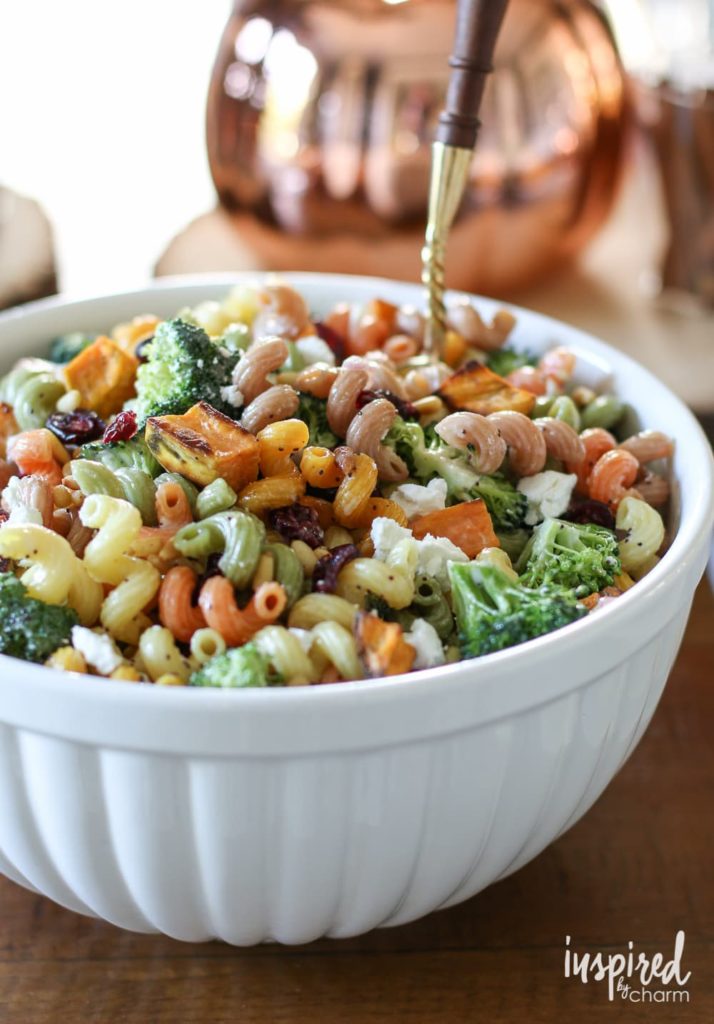 Fall Pasta Salad recipes | Fall Harvest Pasta Salad from Inspired by Charm