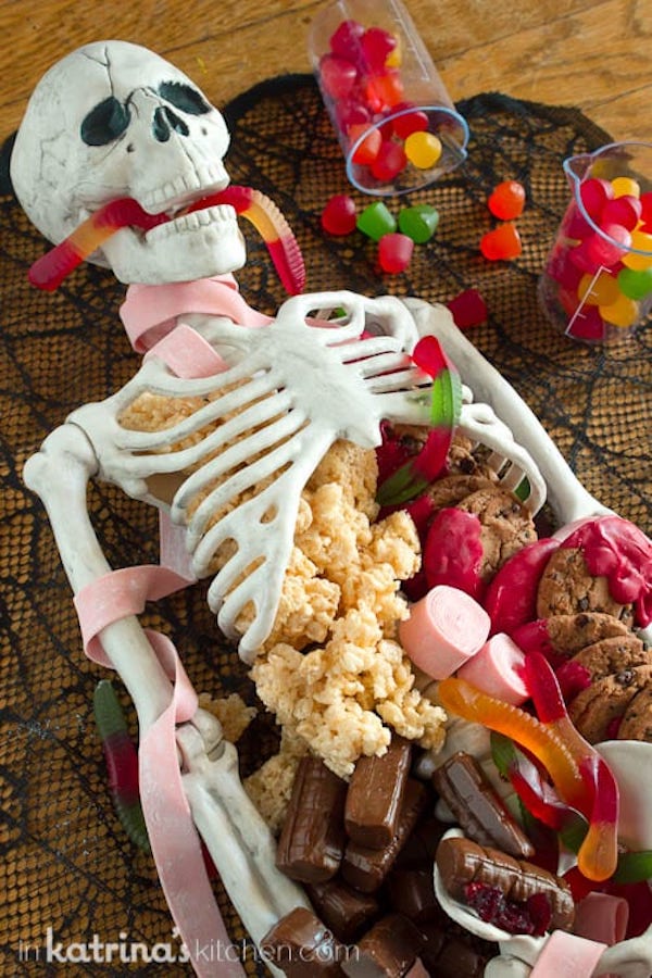 Halloween Skeleton dessert snack tray from In Katrina's Kitchen
