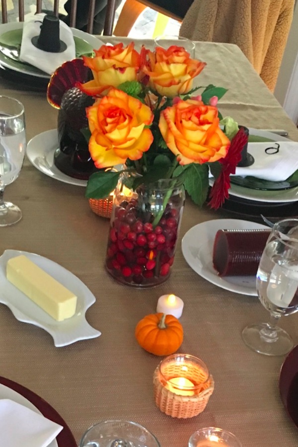 Fresh cranberry table setting for Thanksgiving 