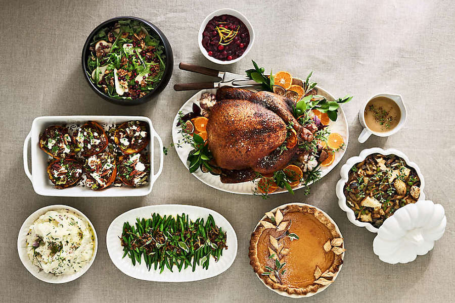Crate and Barrel's serving dishes make it easy to transport dishes to the Thanksgiving table