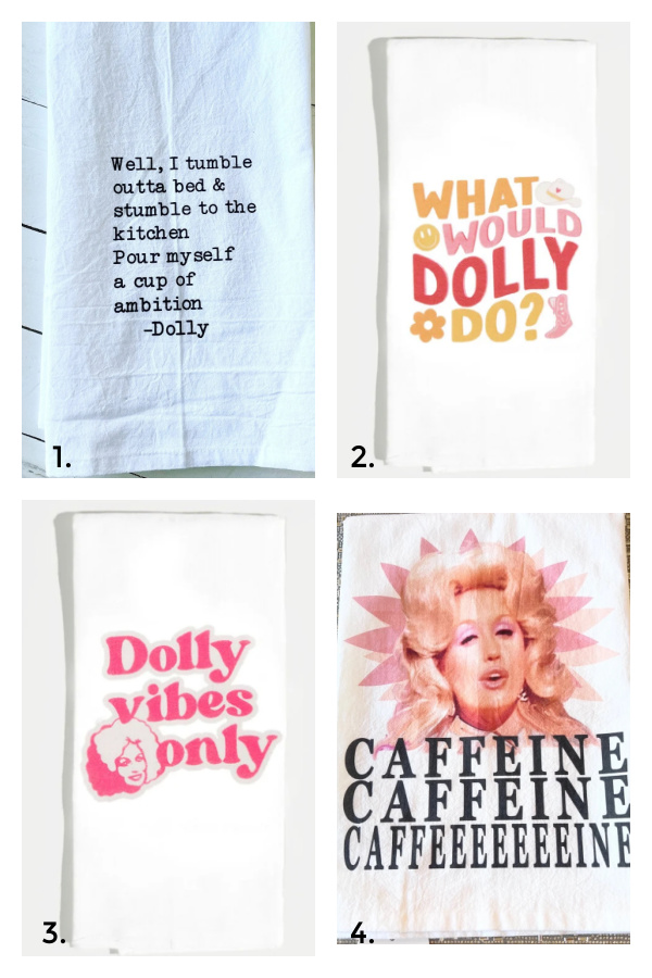 Dolly Parton gifts: Dolly Parton Tea Towels | Cool Mom Eats