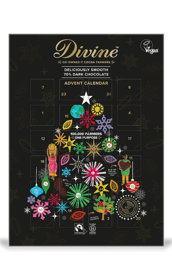 Divine Dark Chocolate Advent Calendar is gluten-free, dairy-free, and vegan