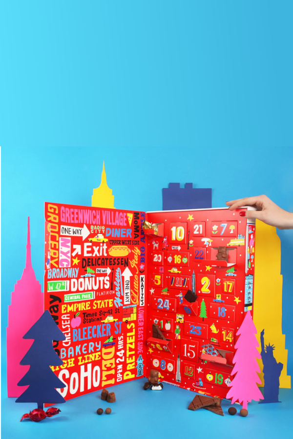 NYC Advent Calendar from MoMA featuring delicious French-made chocolates in a box you'll want to save