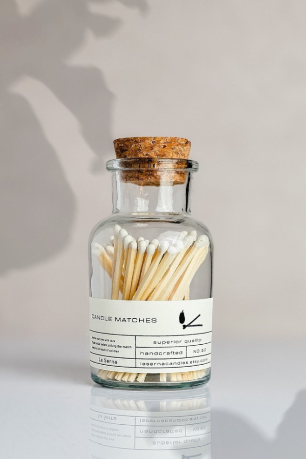 Apothecary matchstick bottle from LaSerna Candles: Valentine's Gifts for Fans of The Bear