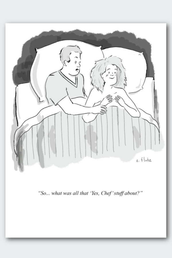 "yes chef" New Yorker cartoon by Emily Flake for fans of The Bear