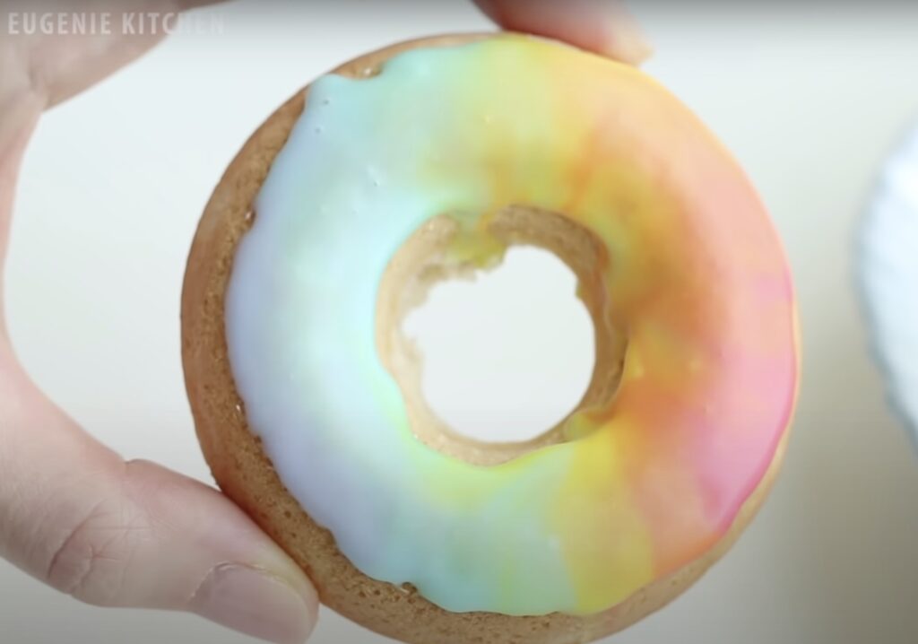 Rainbow glazed donuts from Eugenie Kitchen: Easy and that glaze is gorgeous!